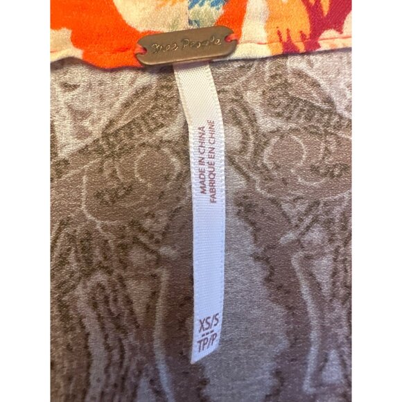 Free People XS/S Floral Geometric Print Long Sleeve Jacket Zip Front Boho Artsy - Picture 2 of 6